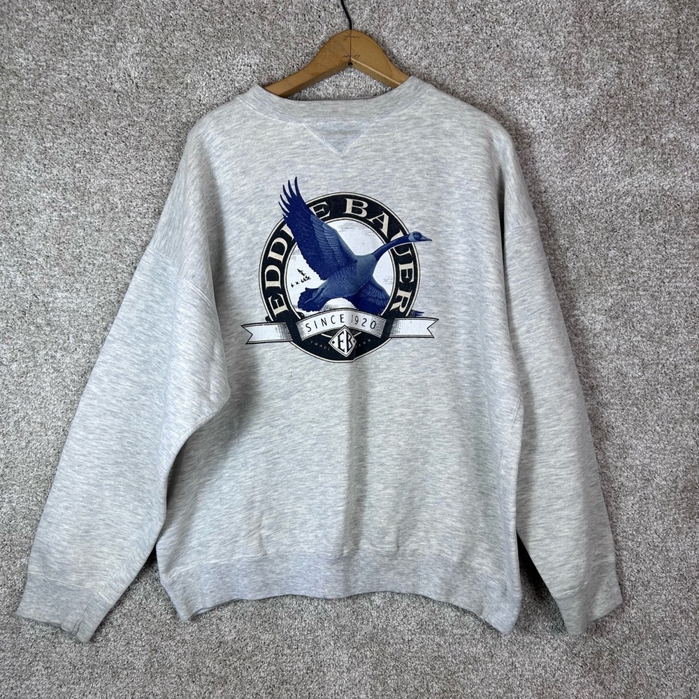 Eddie Bauer Vintage 90s Light Heather Gray Pullover Sweater Size XL